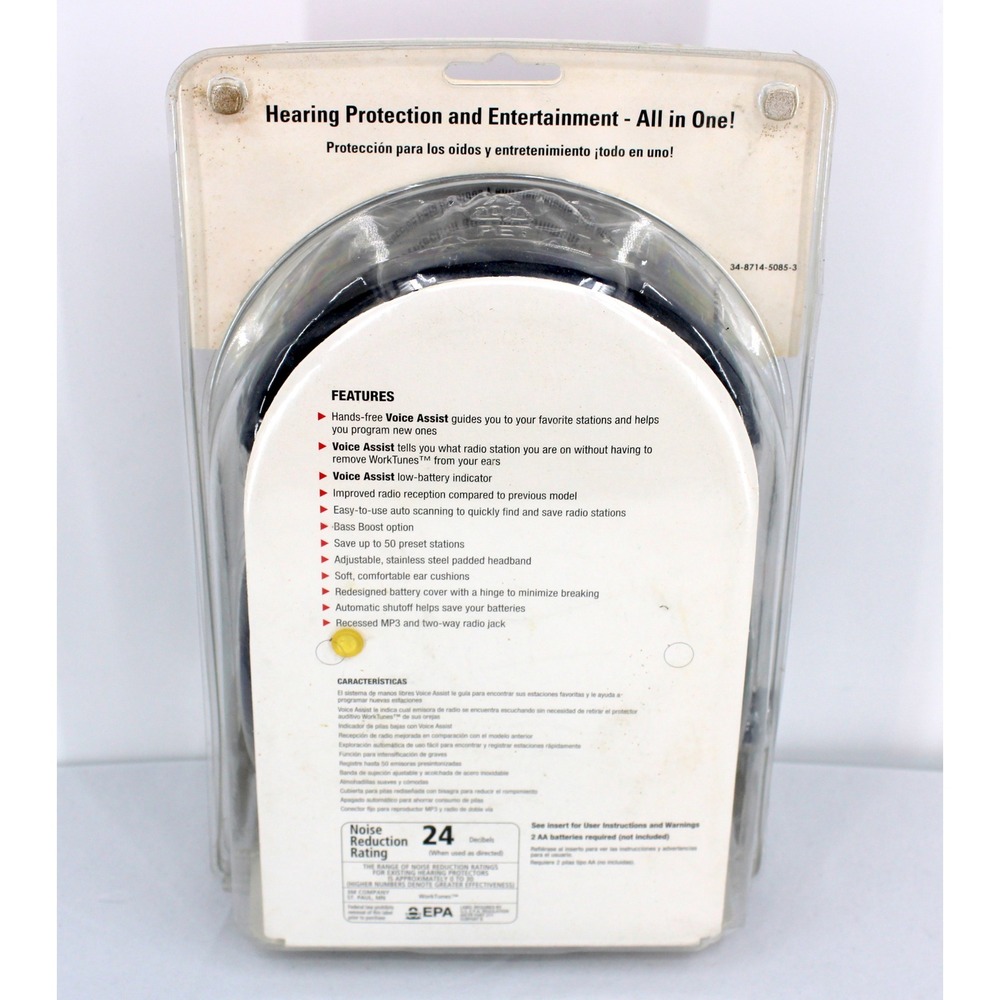 3M WorkTunes Hearing Protector AM/FM MP3 Radio Earmuffs Noise Reduction 24dB - Picture 2 of 3